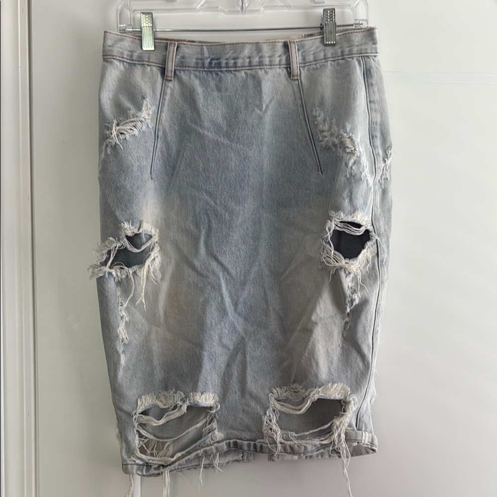 One Teaspoon Distressed Free Love Denim Skirt